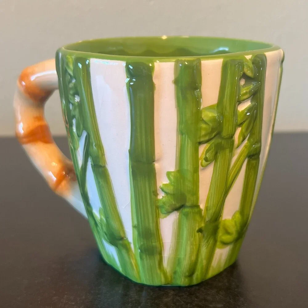 PIER 1 IMPORTS Bamboo Surprise Panda 3-D Ceramic Coffee Mug Cup Hand Painted